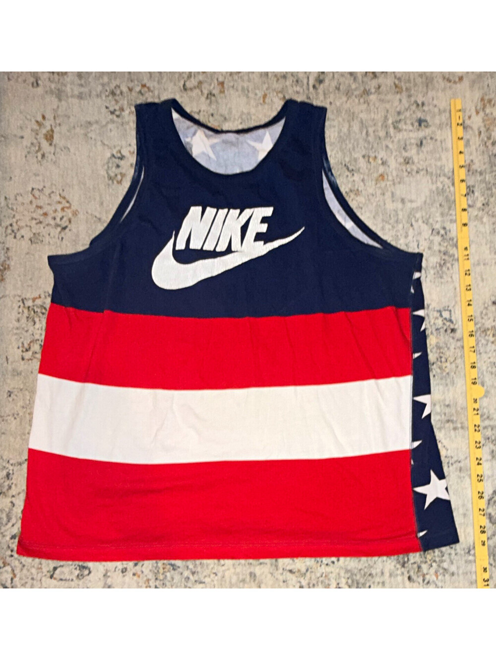 Nike Men’s 2XL Blue Red White USA Stars Logo Lightweight Cotton Tank Top A184